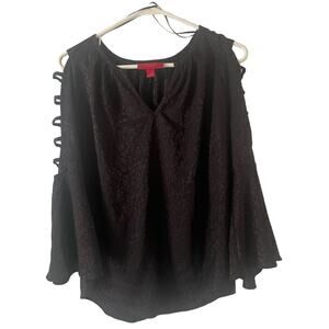 Jennifer Lopez Black Shimmery PeekABoo L/Sleeve top, Size M, $24, B53